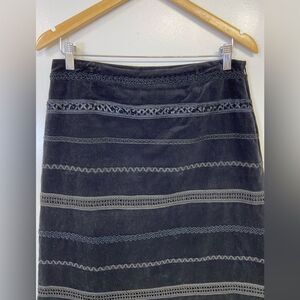 Marisa Christina Vintage Black Velvet Ribbon Trimmed Side Zip Lined Skirt Size 6